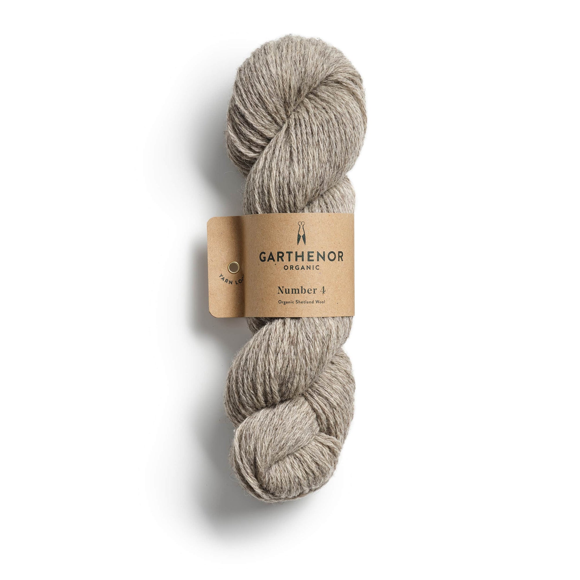 Garthenor Organic Number 4 (Previous Spin) Aran yarn in Boulder – an undyed pale grey Shetland wool, shown on a white background.